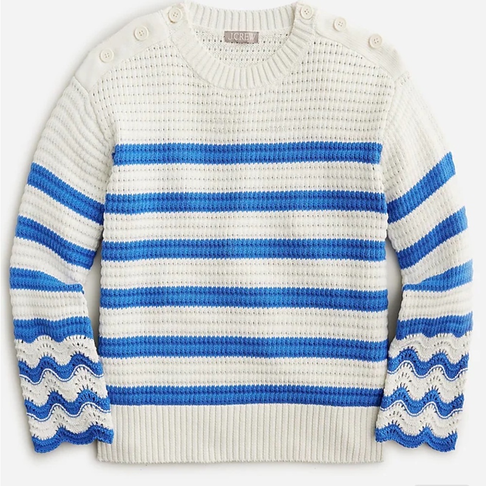 J.Crew Textured crewneck pullover sweater in stripe. Never been worn!